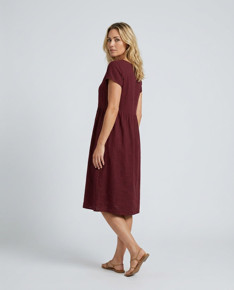 Marley | Short Sleeve Knee-Length Pocket Midi Dress
