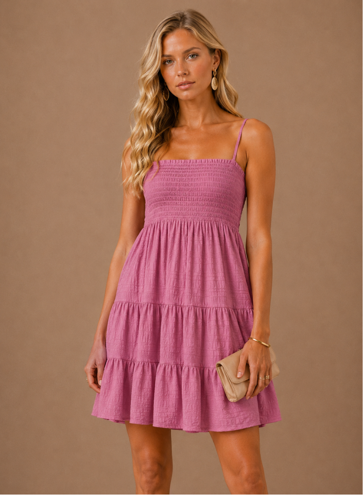 Delaney | Smocked Bodice Tiered Mini Dress