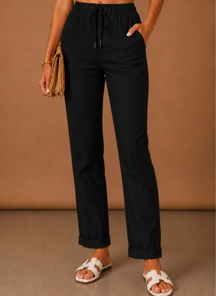 Marisol | Relaxed Straight Leg Linen-Blend Trousers