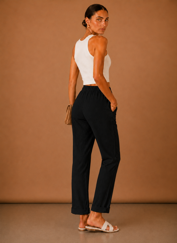 Marisol | Relaxed Straight Leg Linen-Blend Trousers