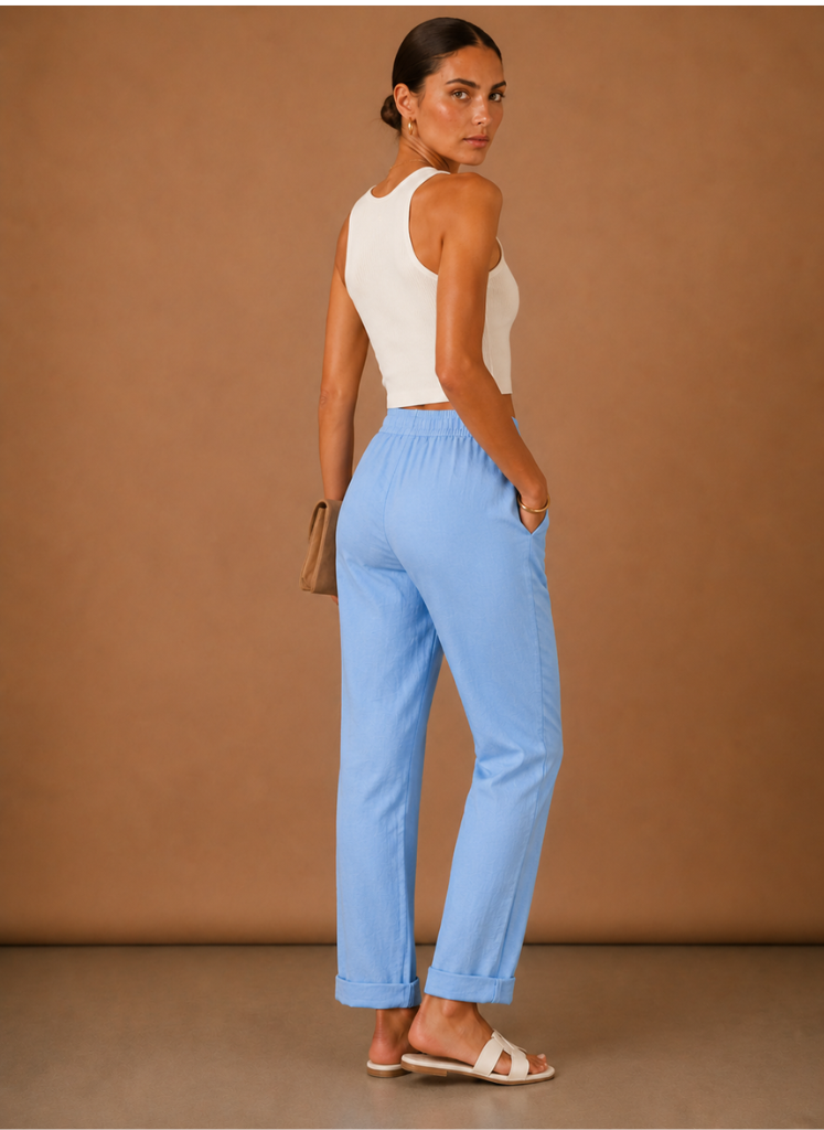 Marisol | Relaxed Straight Leg Linen-Blend Trousers