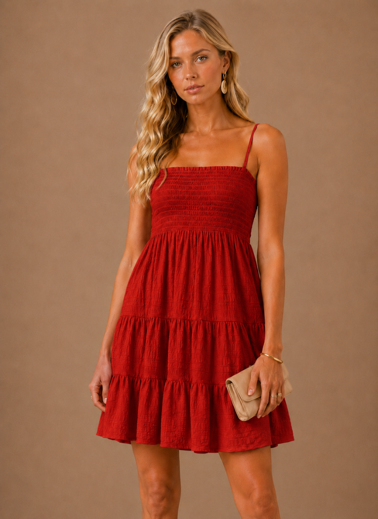 Delaney | Smocked Bodice Tiered Mini Dress