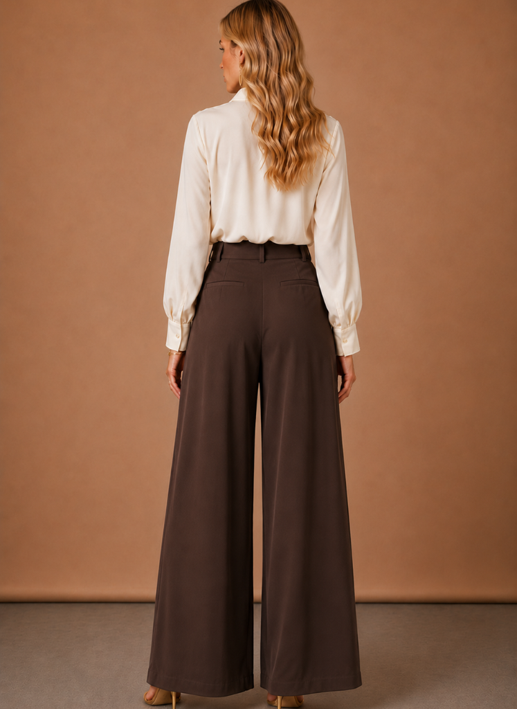 Stella | High Waist Pleated Wide Leg Trousers
