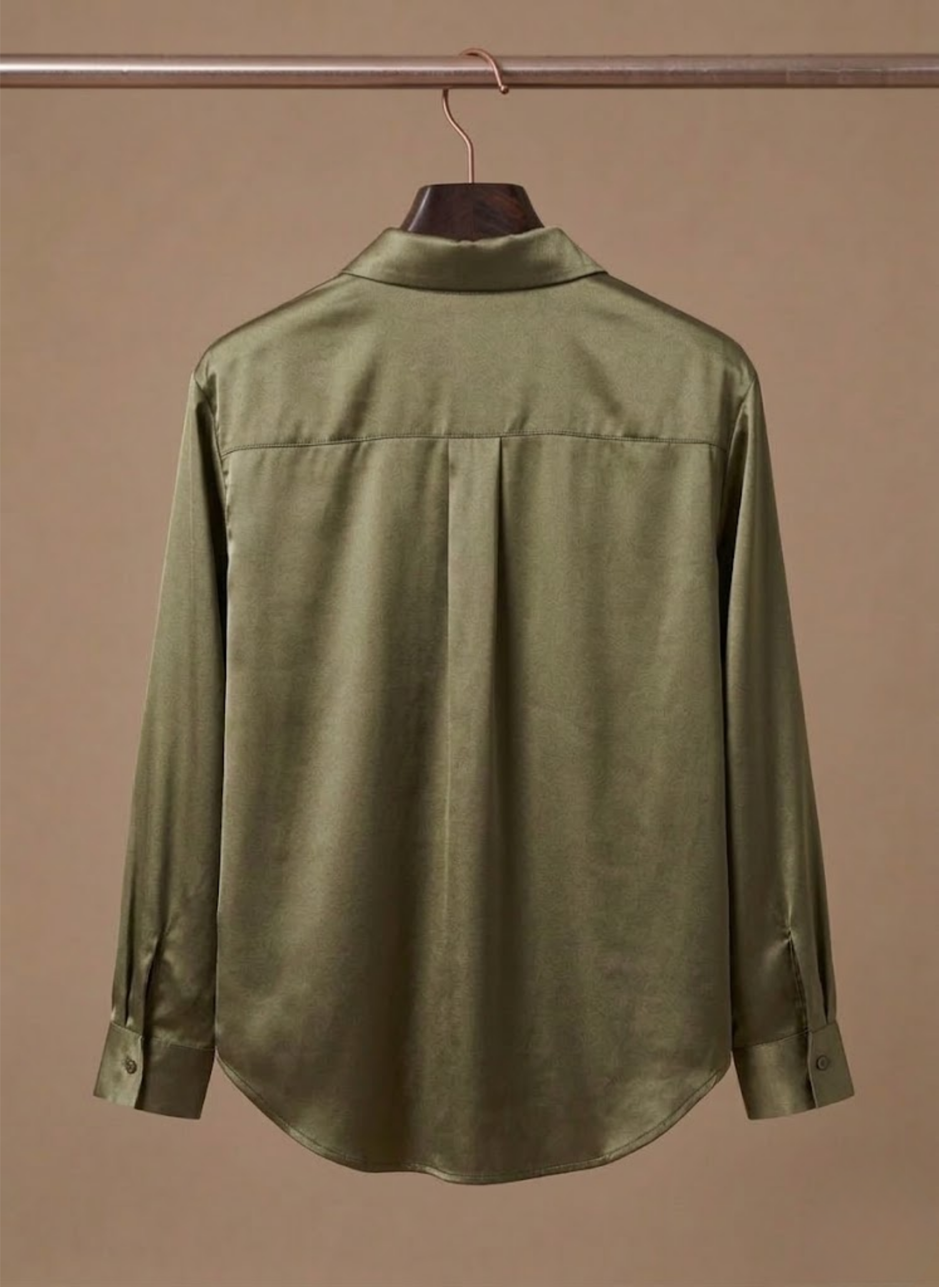 Willa | Long Sleeve Satin-Look Button-Up Top