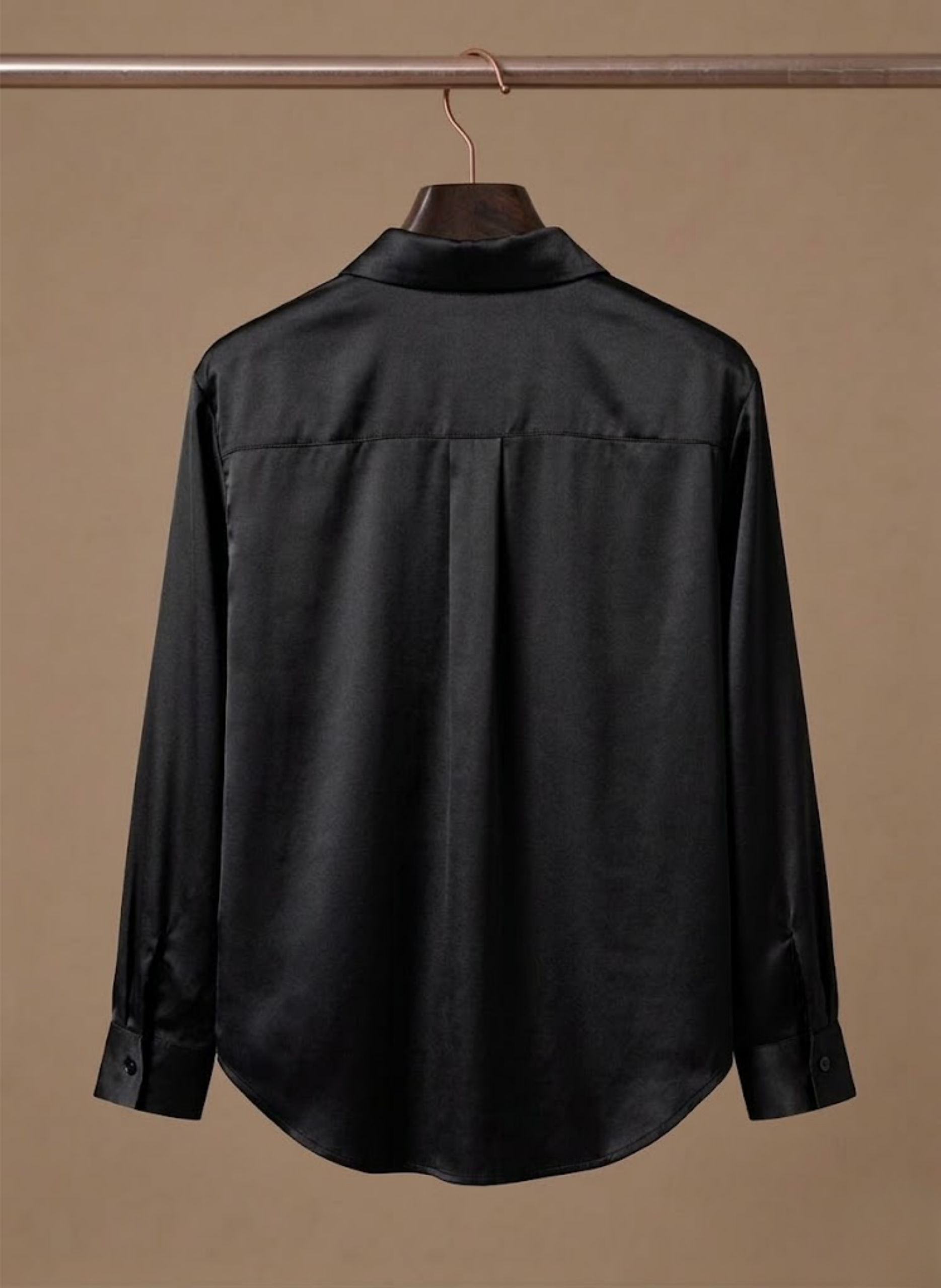 Willa | Long Sleeve Satin-Look Button-Up Top