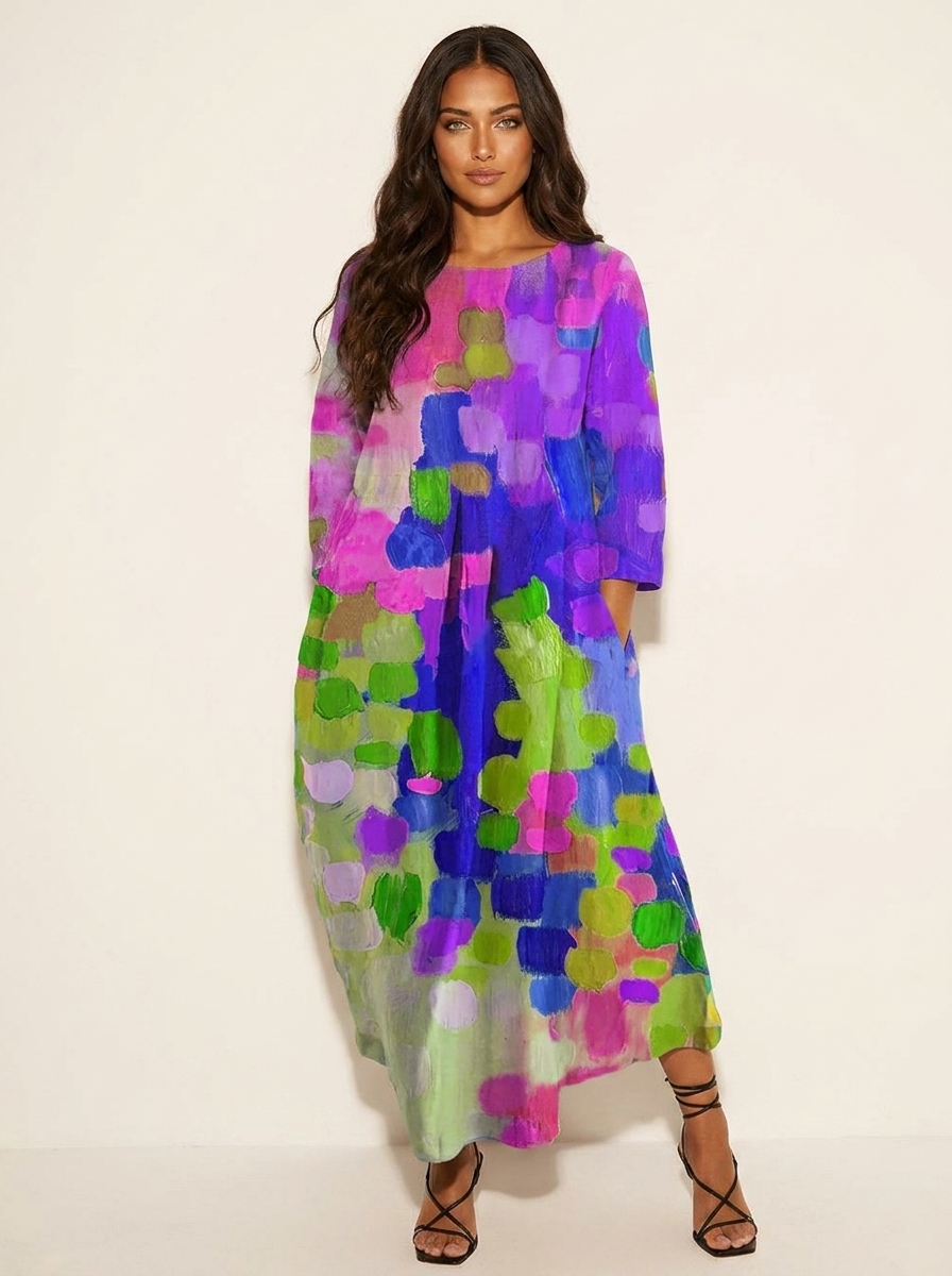 Antonella | Artistic Print Maxi Dress