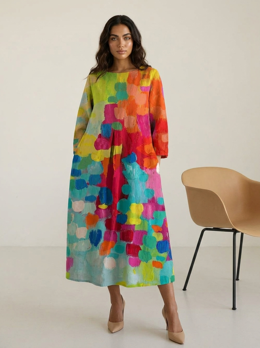 Antonella | Artistic Print Maxi Dress