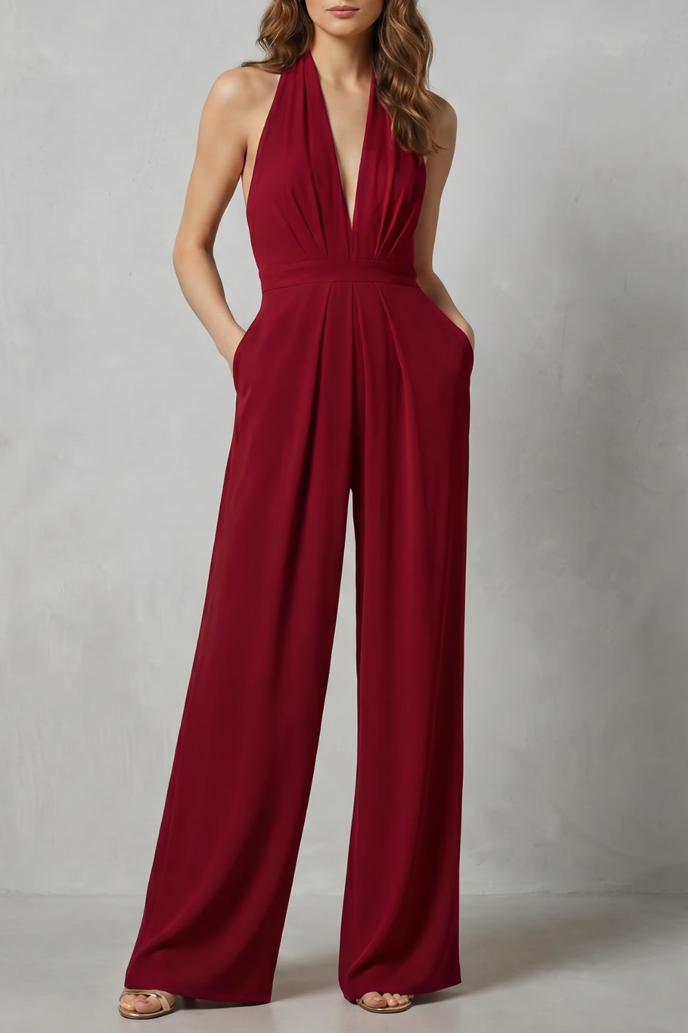 Liv | Backless Halter Wide-Leg Jumpsuit