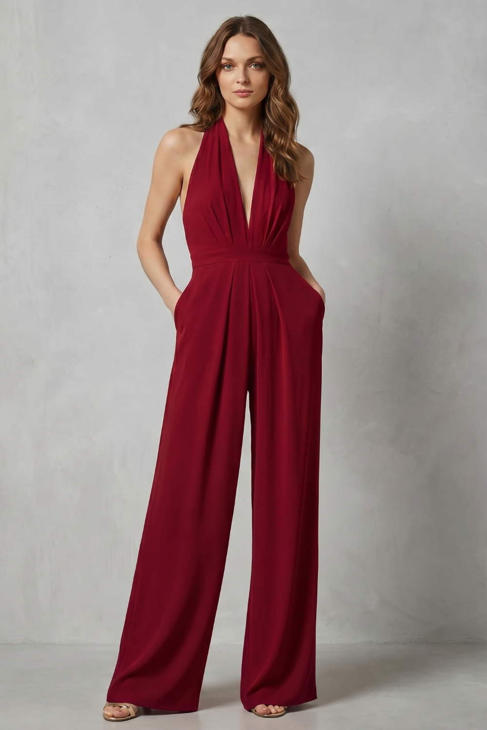 Liv | Backless Halter Wide-Leg Jumpsuit