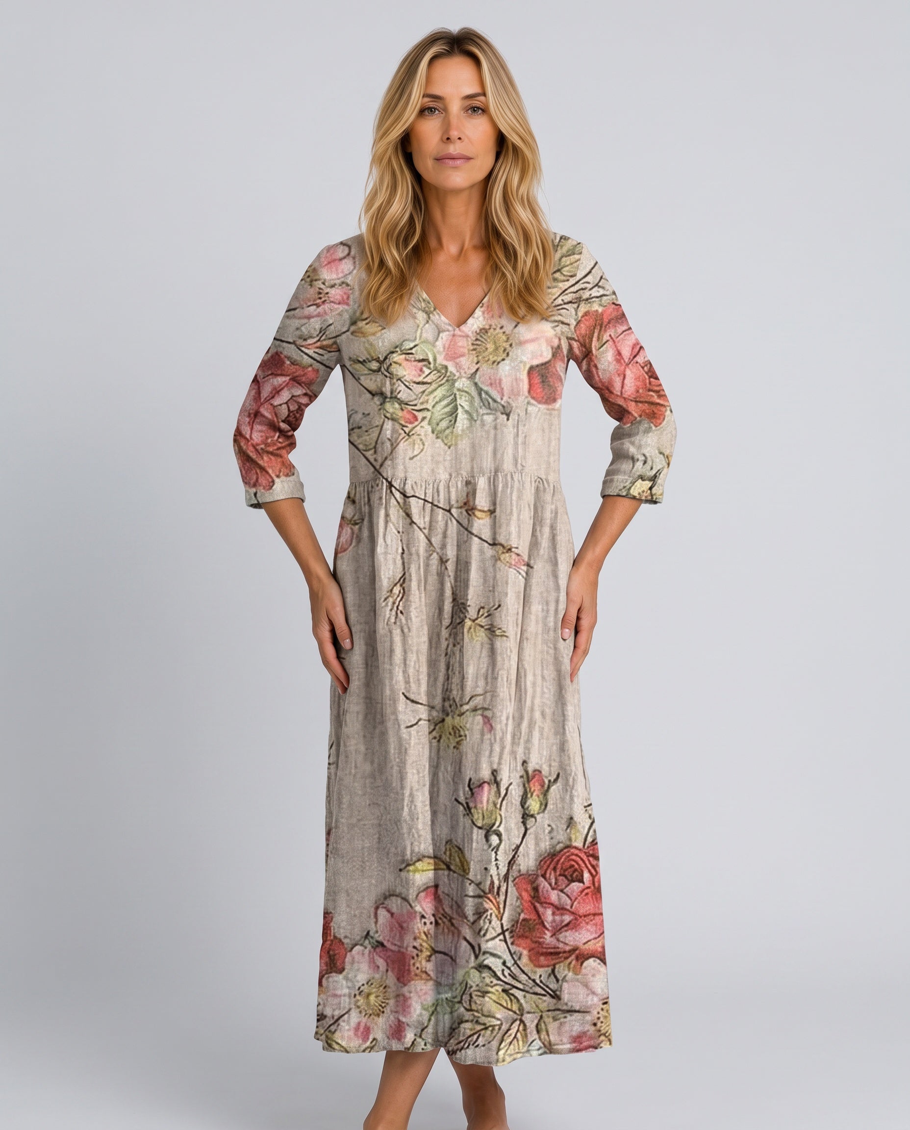 Isolde | Floral V-Neck Maxi Dress