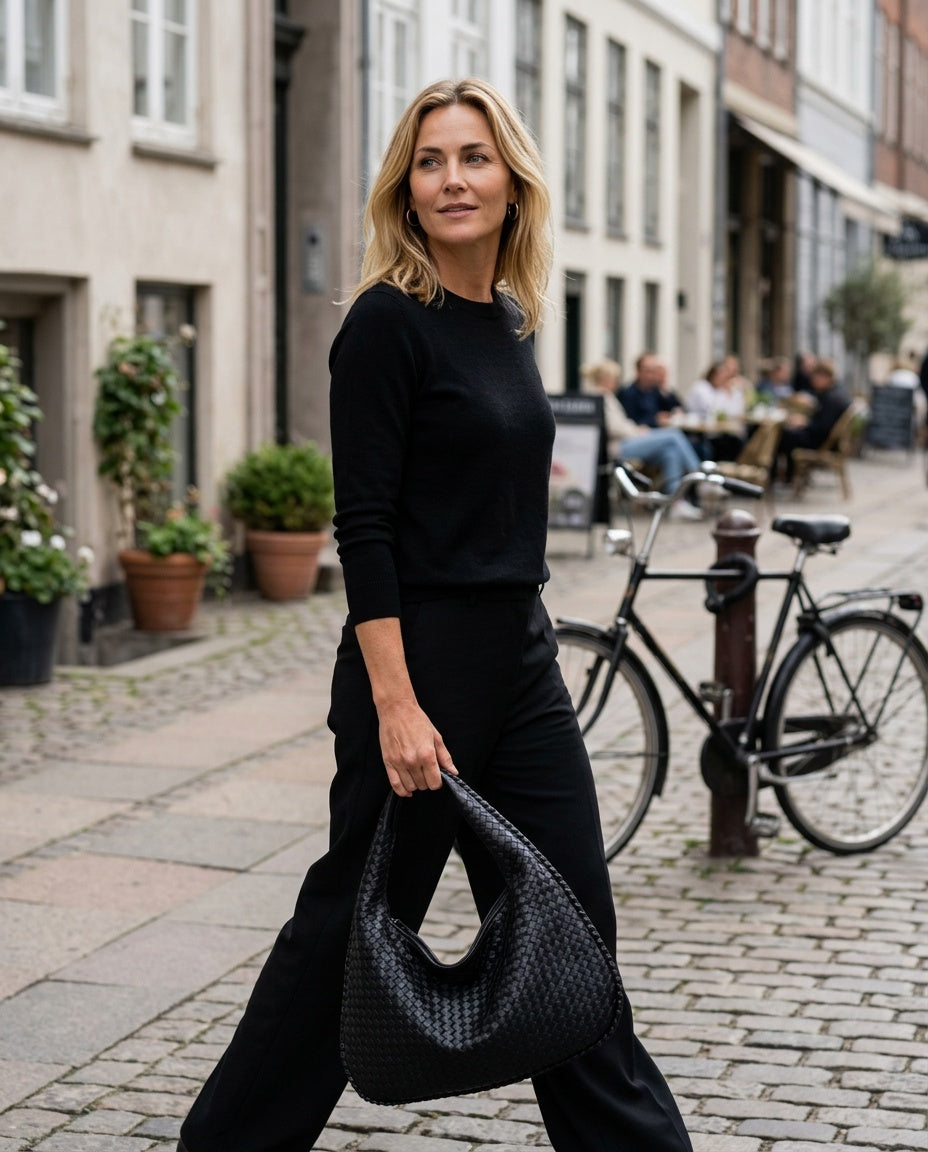 Oversized Woven Vegan Leather Tote Bag