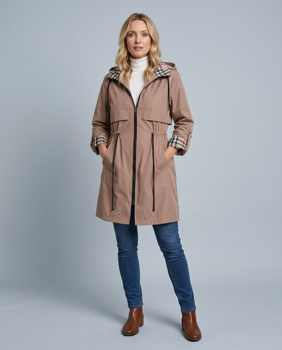 Marley | Longline Hooded Drawstring Trench Coat