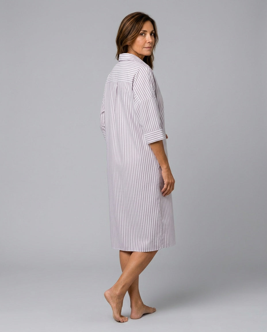 Beatriz | Striped Button-Front Midi Shirt Dress