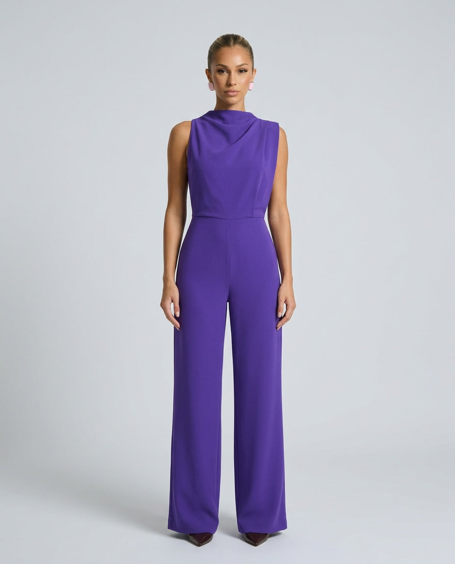Harlow | Sleeveless High Neck Wide Leg Jumpsuit