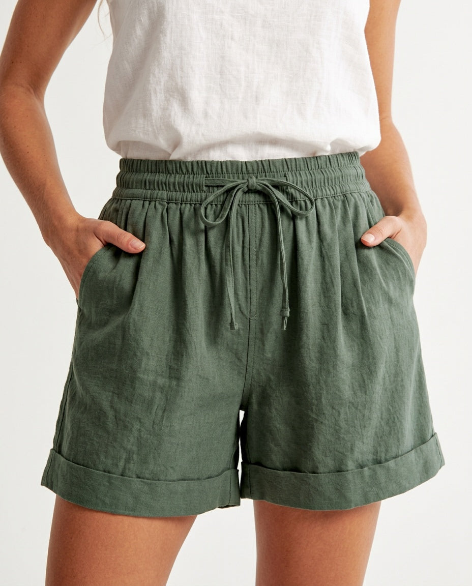 Mariana | Wide-Leg Elastic Waist Cotton Shorts