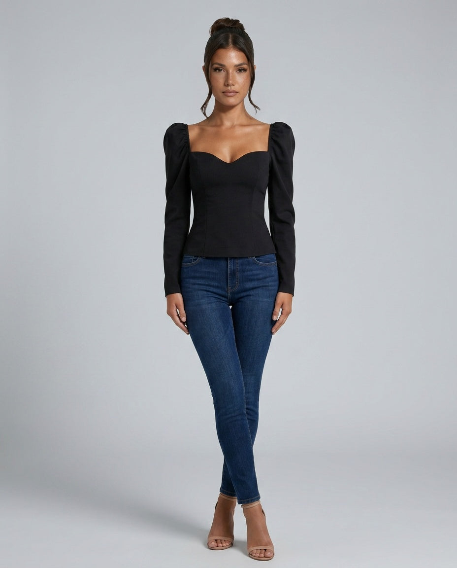 Camille | Cropped Puff Sleeve Knit Top