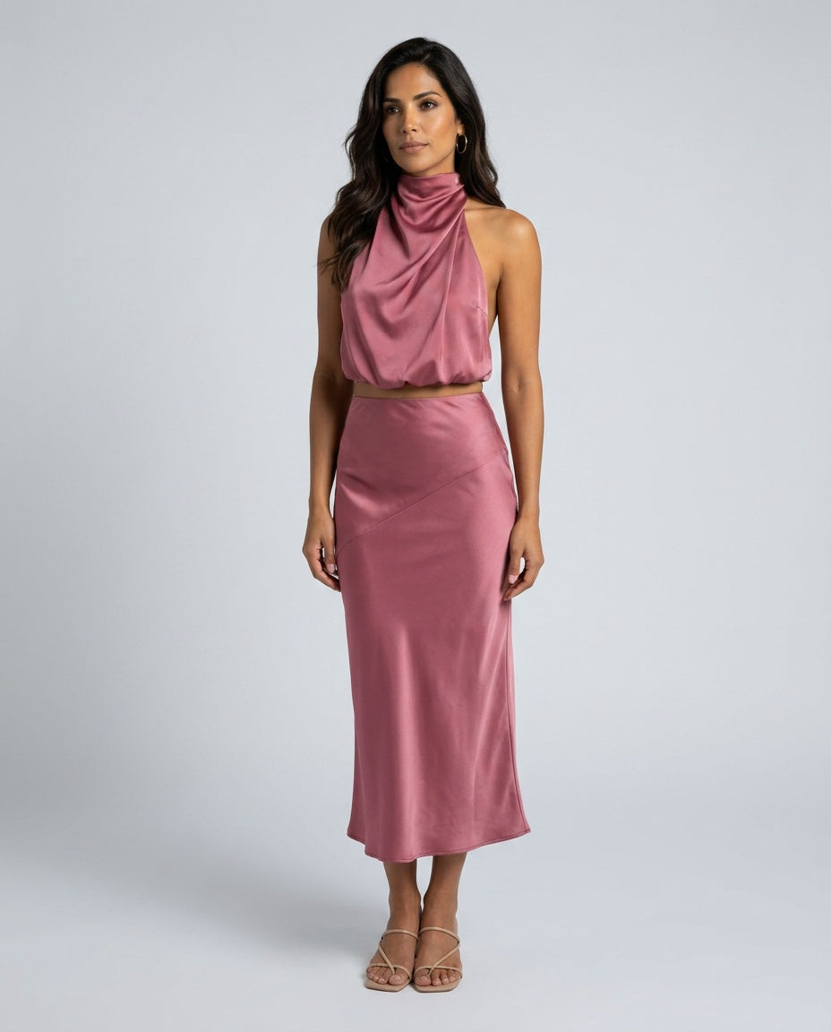 Aubrey | Draped Long Skirt Co-ord Set