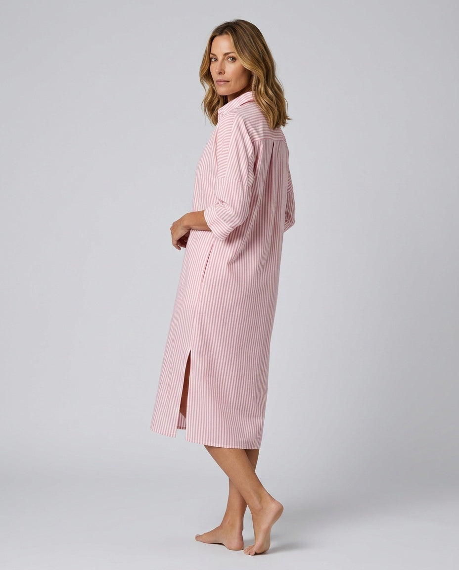 Beatriz | Striped Button-Front Midi Shirt Dress