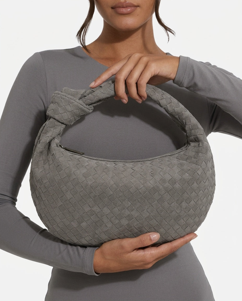 Woven Vegan Suede Knot Detail Bag