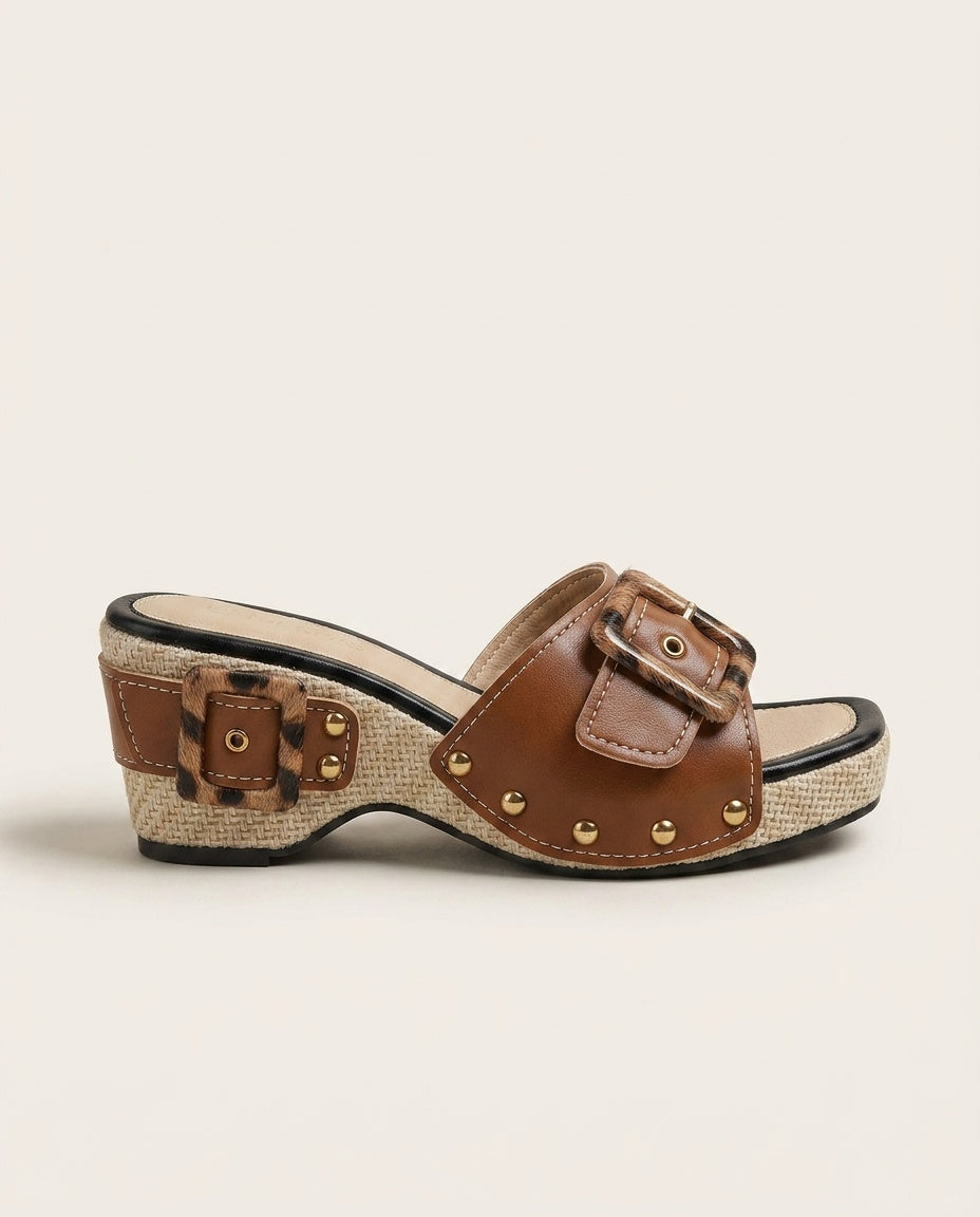 Layla | Leather-Look Jute Wedge Sandals