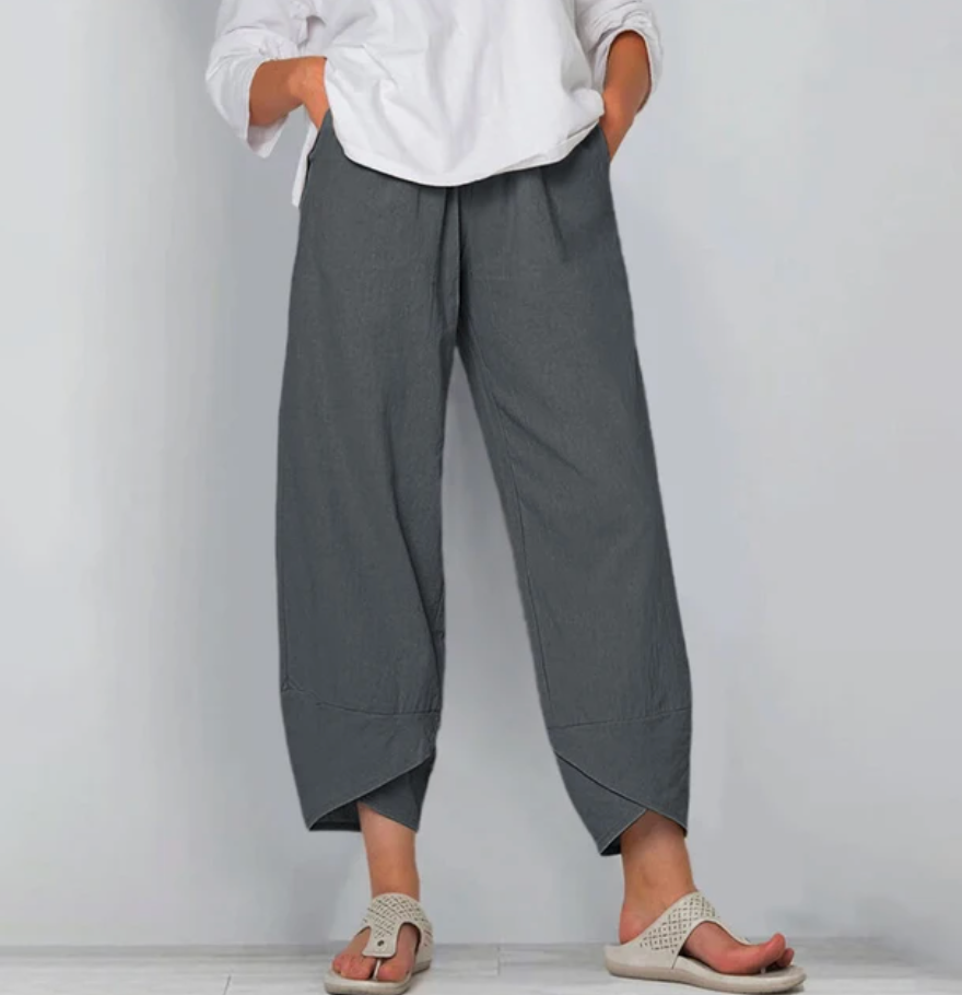 Noor | Relaxed Cropped Linen-Blend Trousers