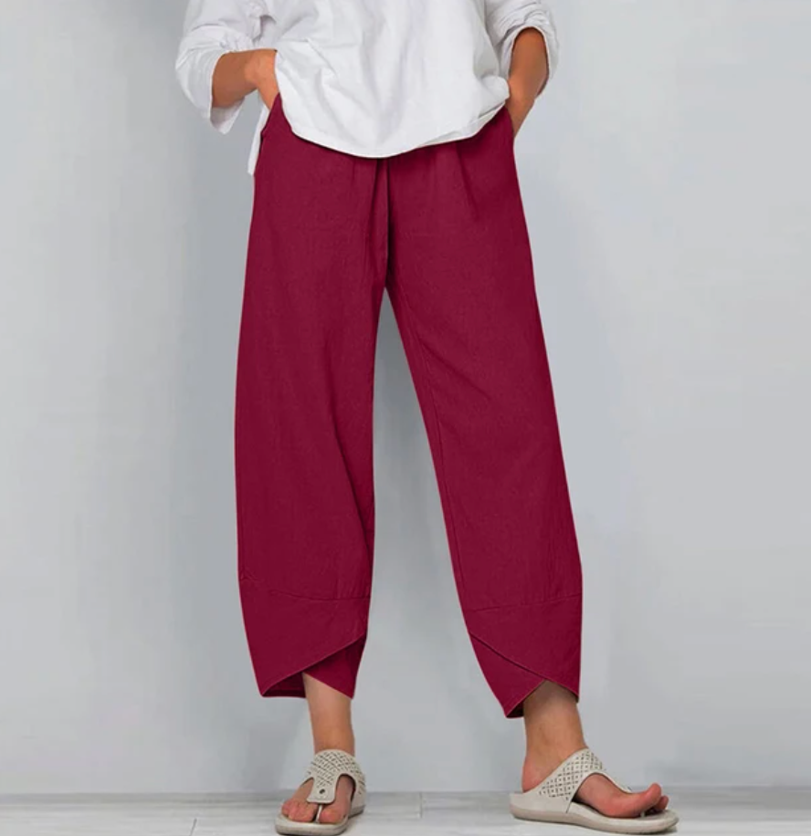 Noor | Relaxed Cropped Linen-Blend Trousers