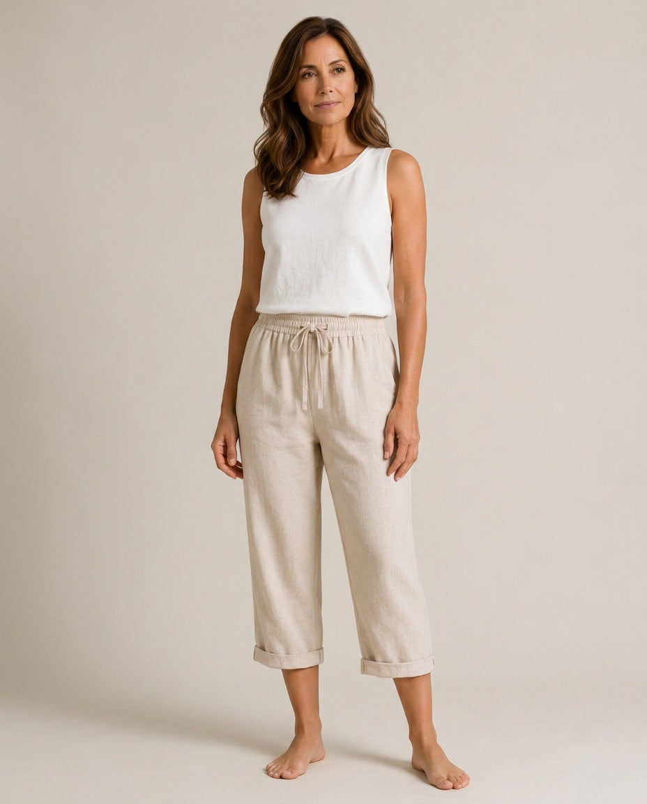 Halle | Wide Leg Culotte Trousers with Elastic Waist