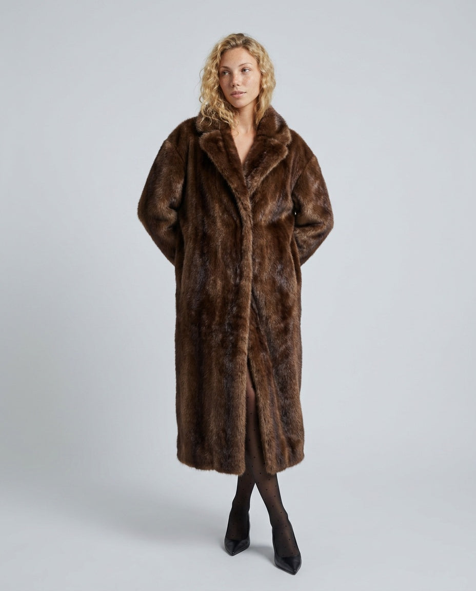 Mabel | Floor-Length Relaxed Faux Fur Maxi Coat