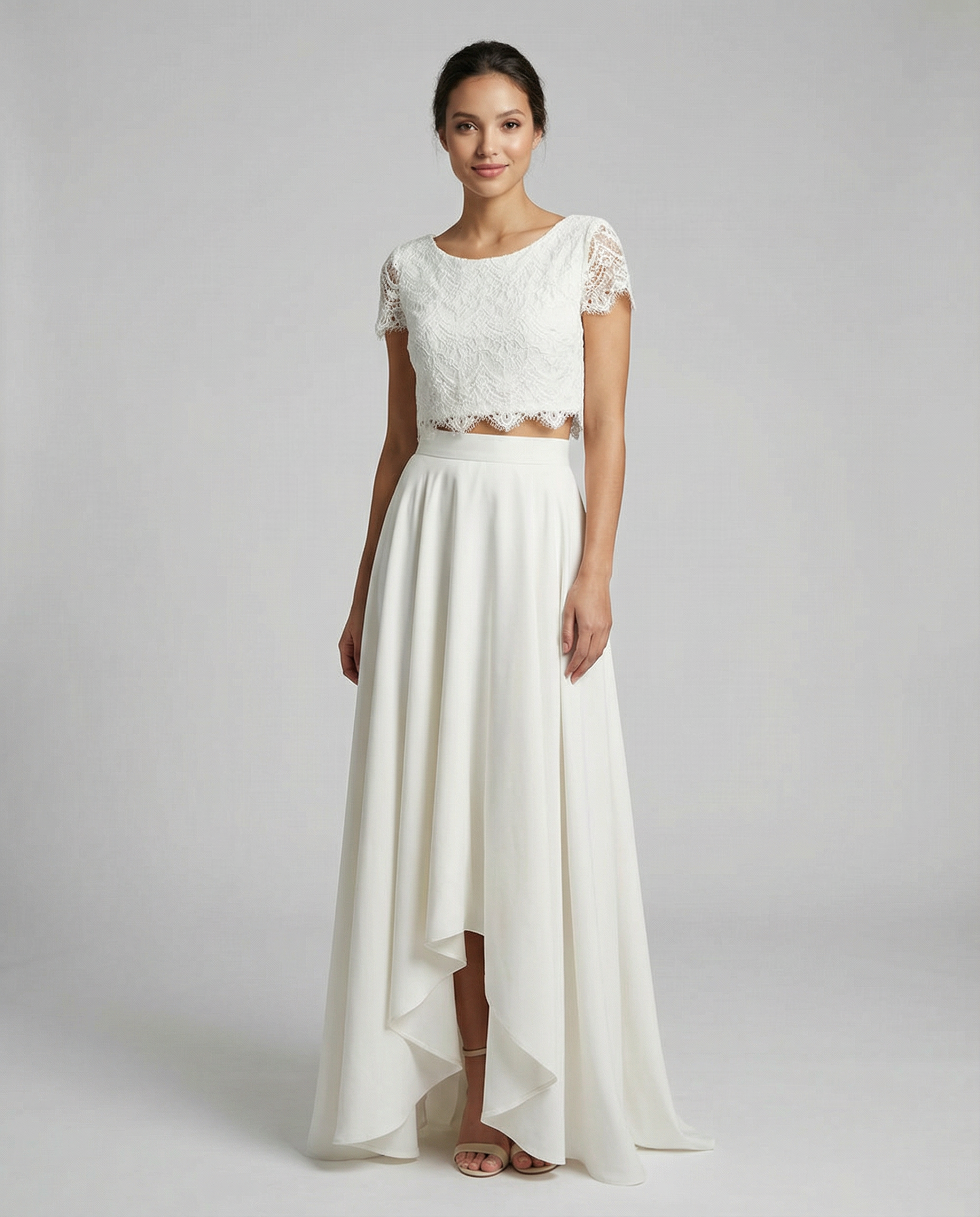 Saskia | High-Low Lace Midi Dress