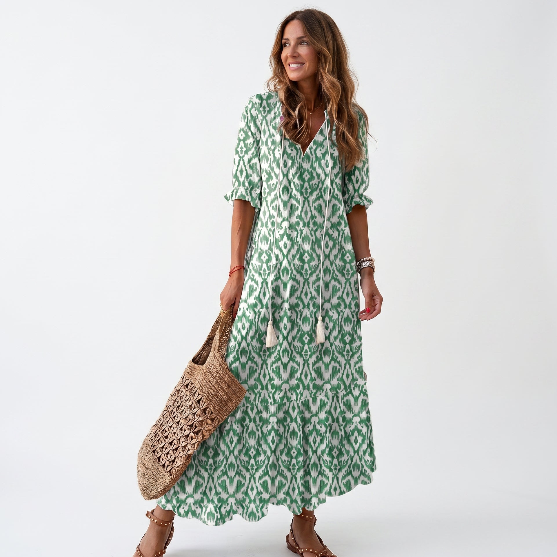 Paige | Boho Vintage Floral Midi Dress