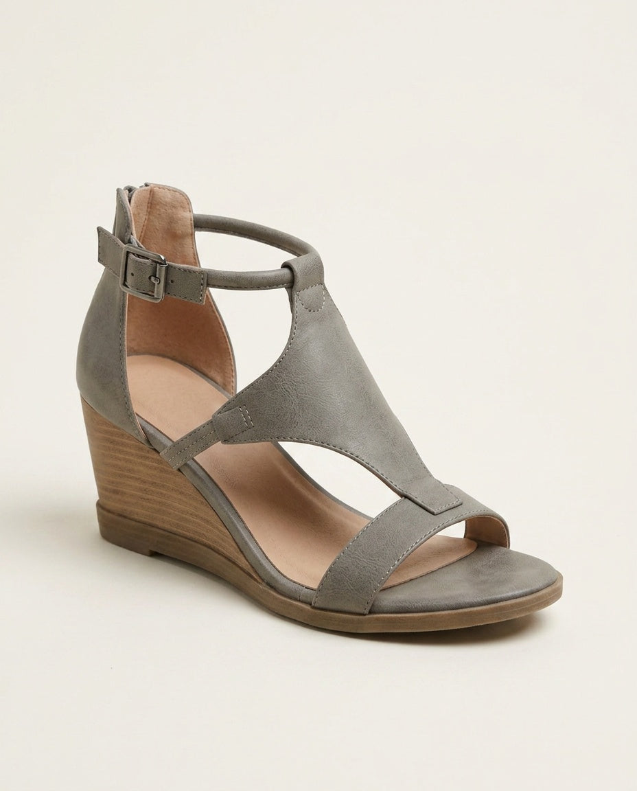 Fleur | Leather-Look Wedge Sandals