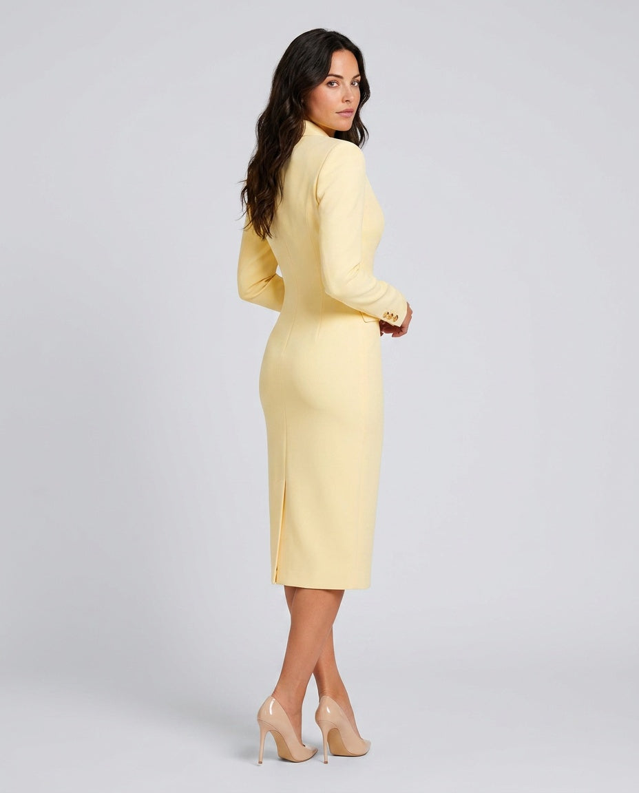 Ada | Double-Breasted V-Neck Midi Dress