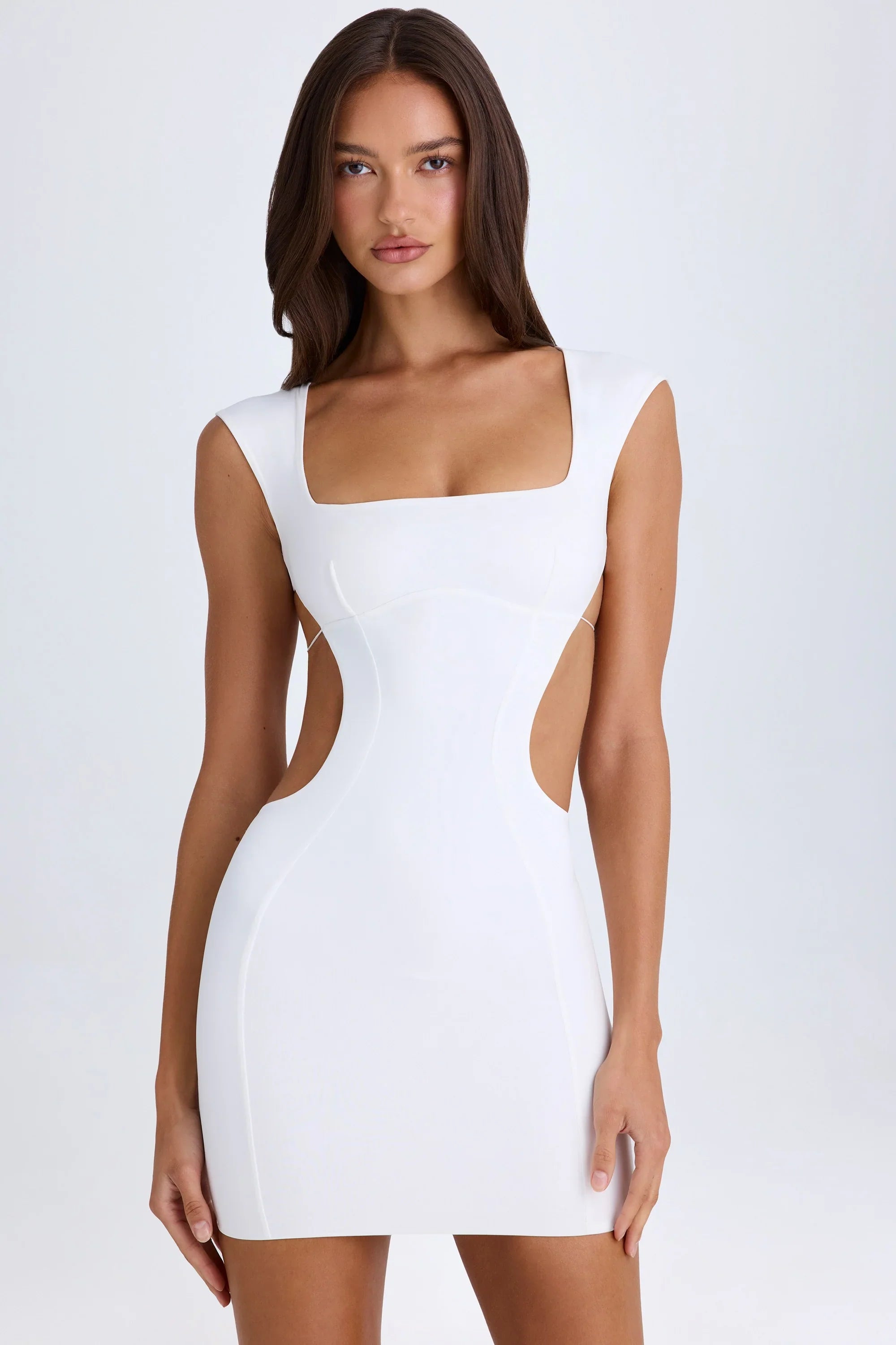 Violet | Cut-Out Lace-Up White Mini Dress