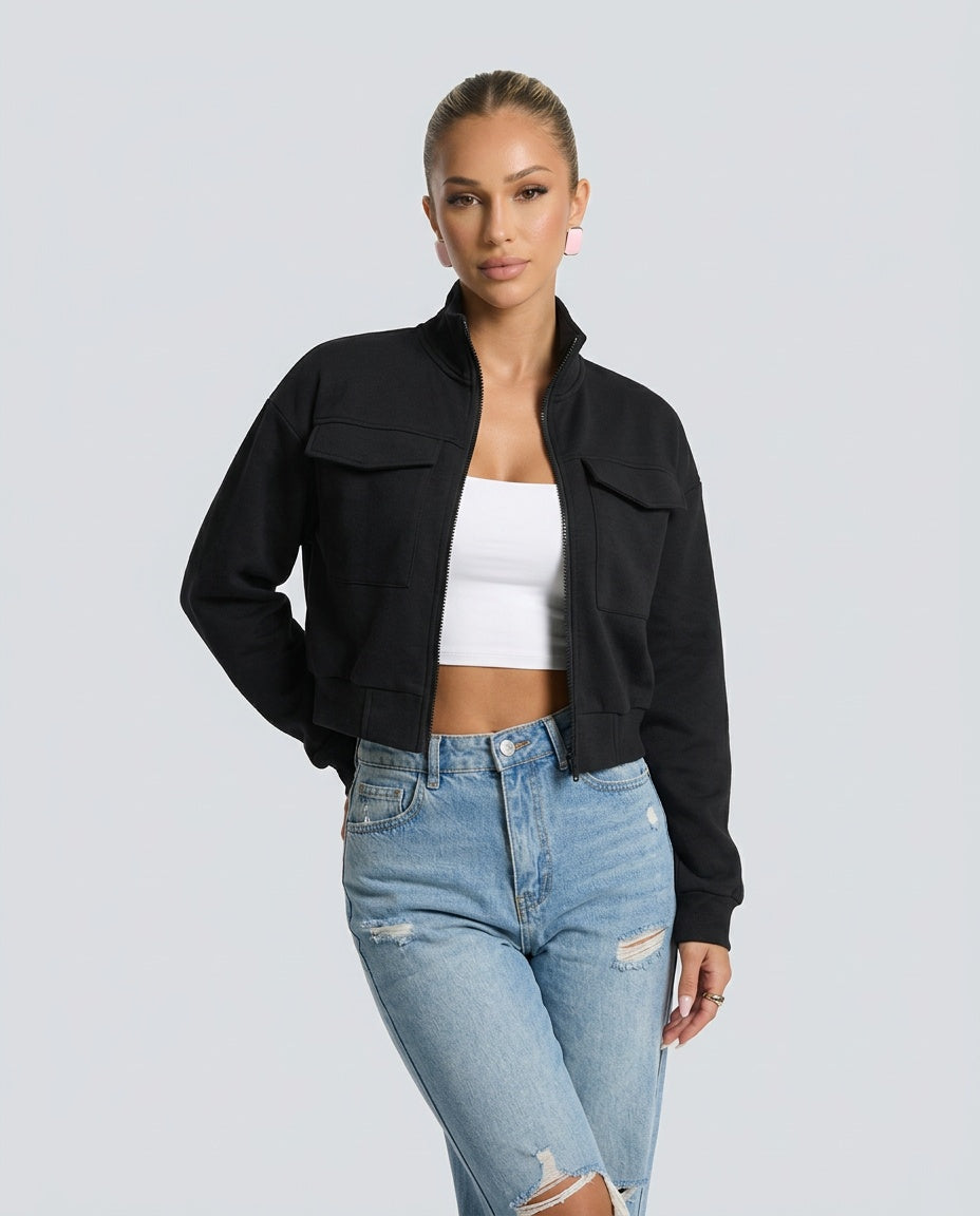 Mika | Cropped Zip Long Sleeve Jacket