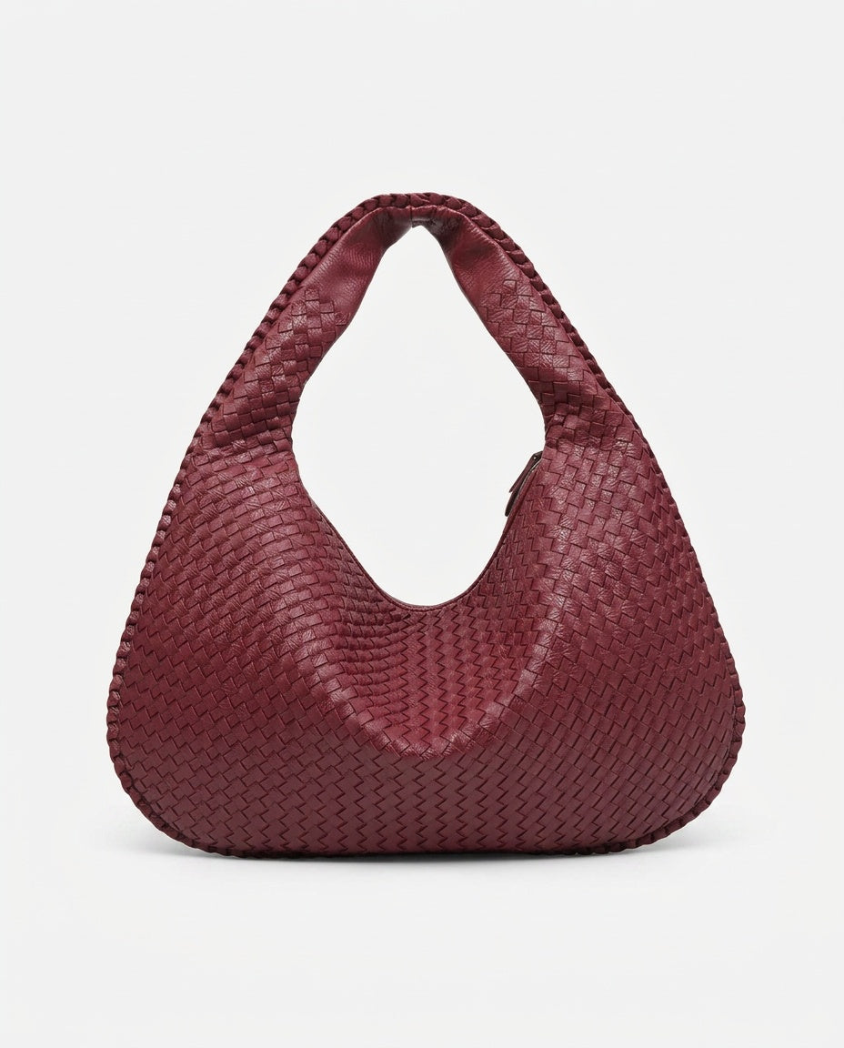 Oversized Woven Vegan Leather Tote Bag