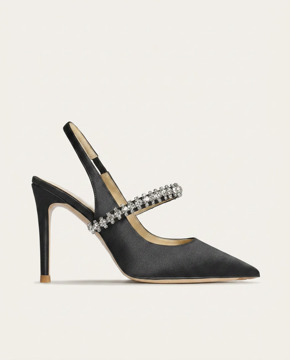 Reese | Satin-Look Pointed Toe Slingback Heels