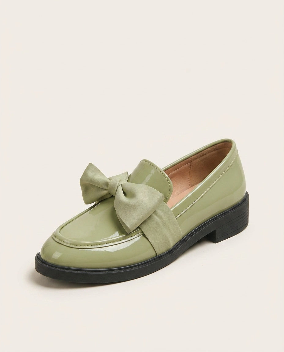 Emerson | Bow Detail Leather-Look Loafers