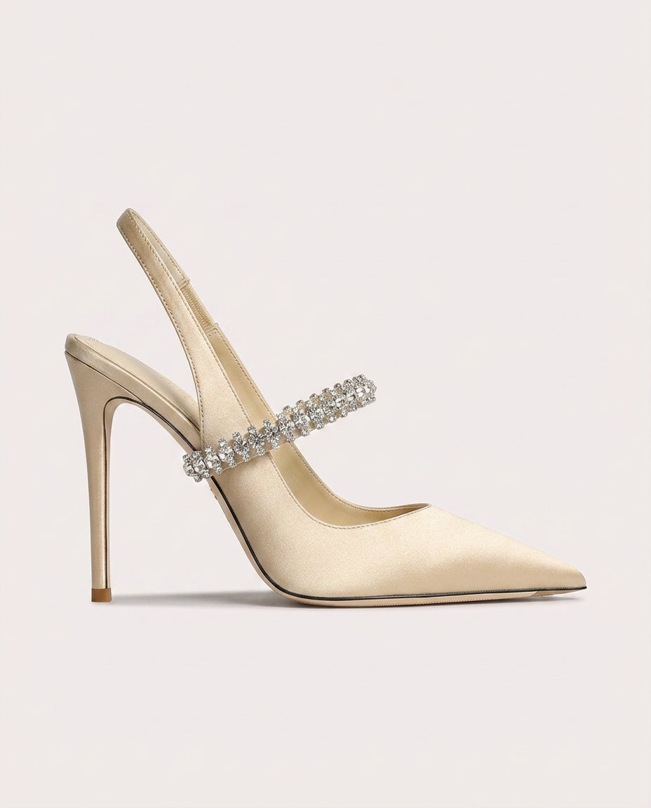 Reese | Satin-Look Pointed Toe Slingback Heels