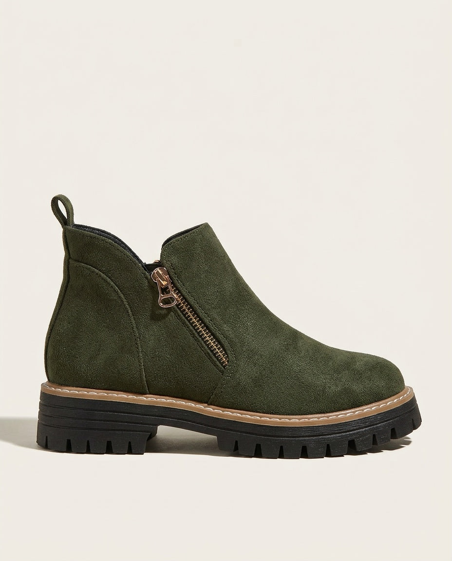 Rosa | Chunky Sole Zip Ankle Boots