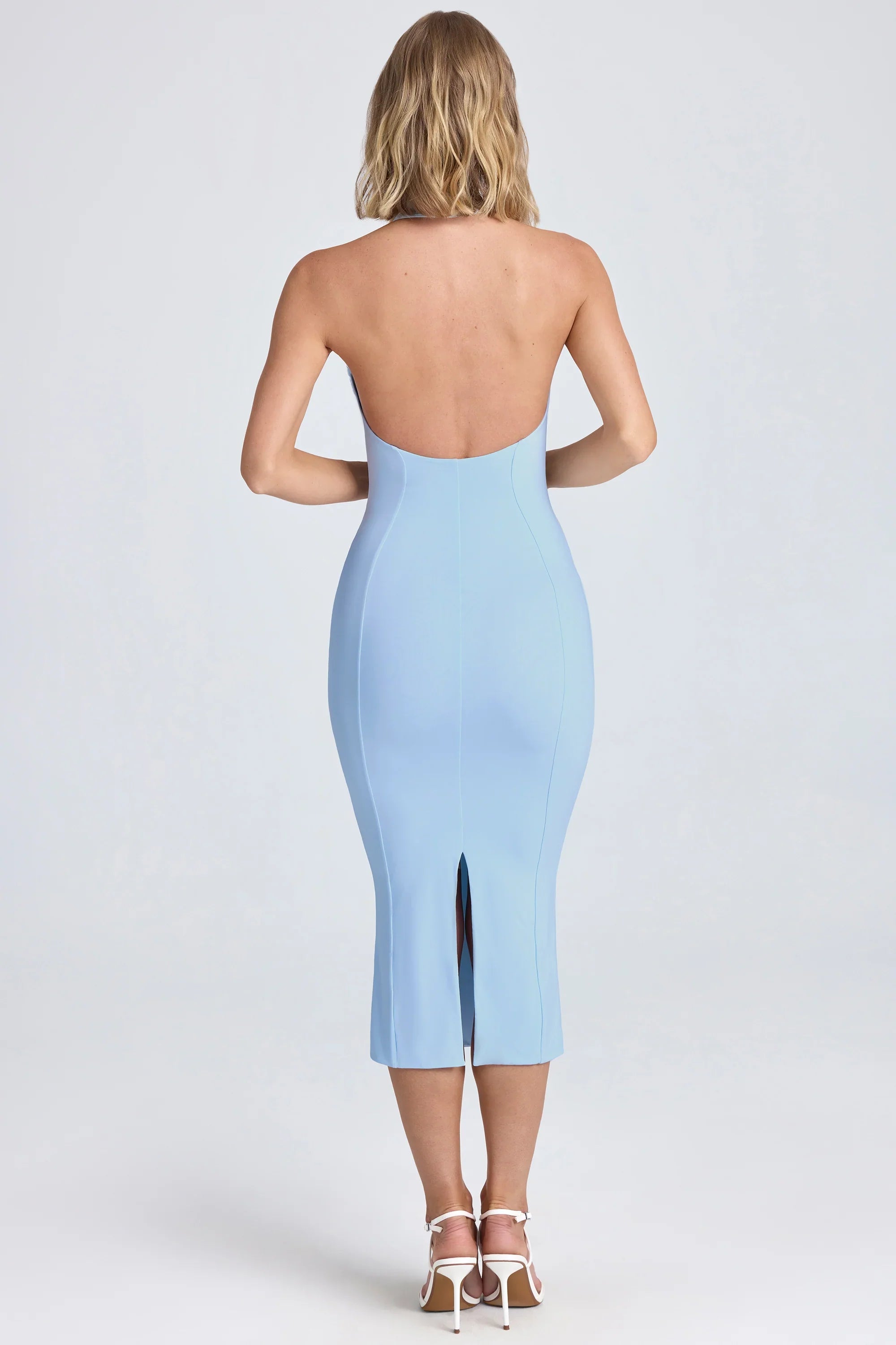 Naia | Halterneck Ruffle-Appliqué Midi Dress