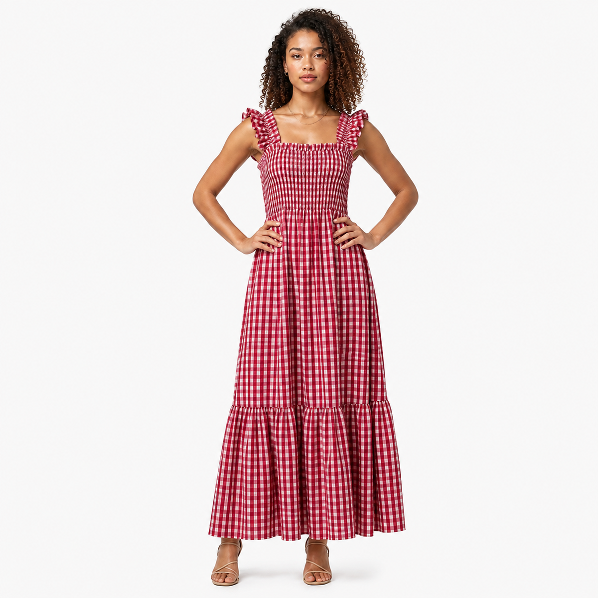 Billie | Plaid Spaghetti Strap Camisole Maxi Dress