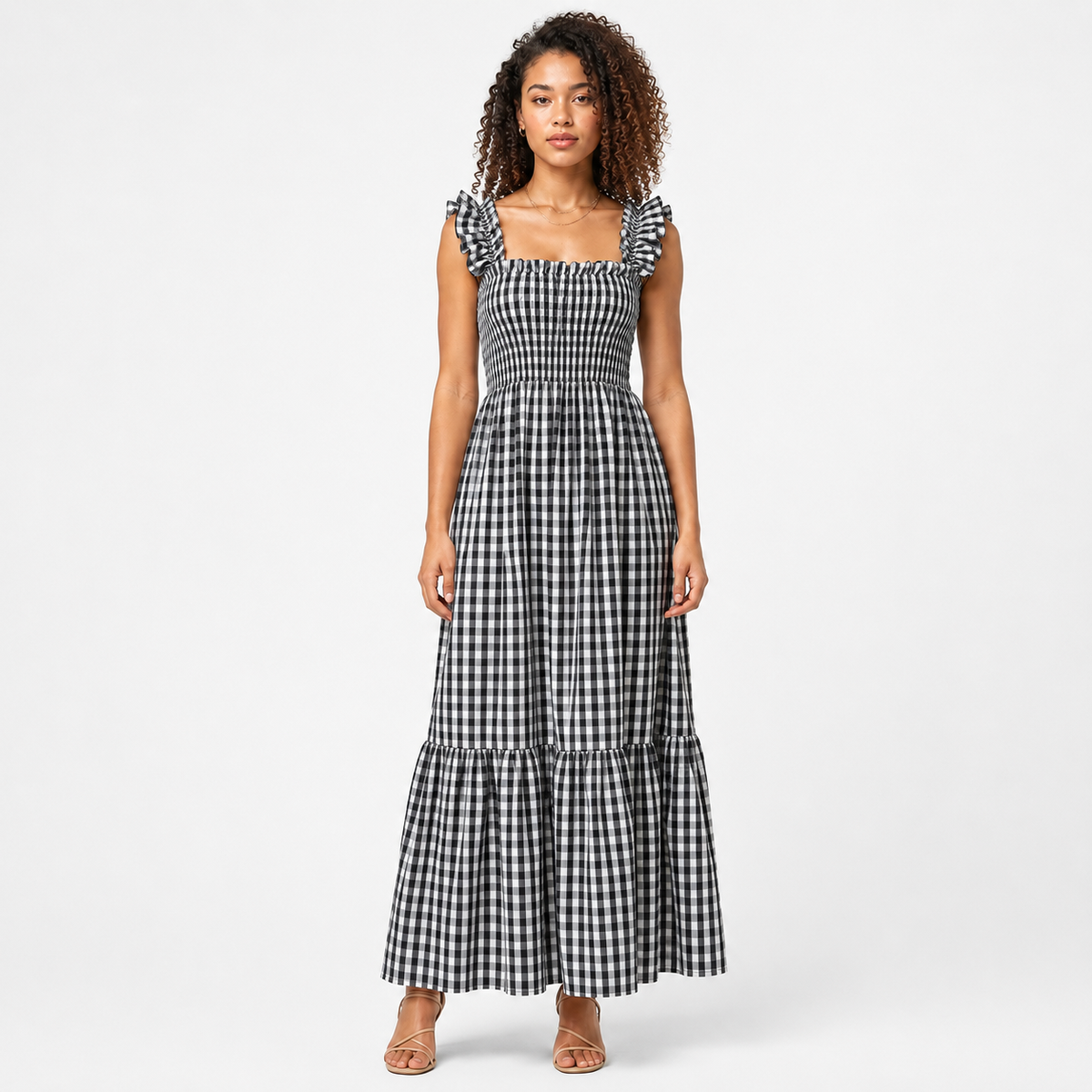 Billie | Plaid Spaghetti Strap Camisole Maxi Dress