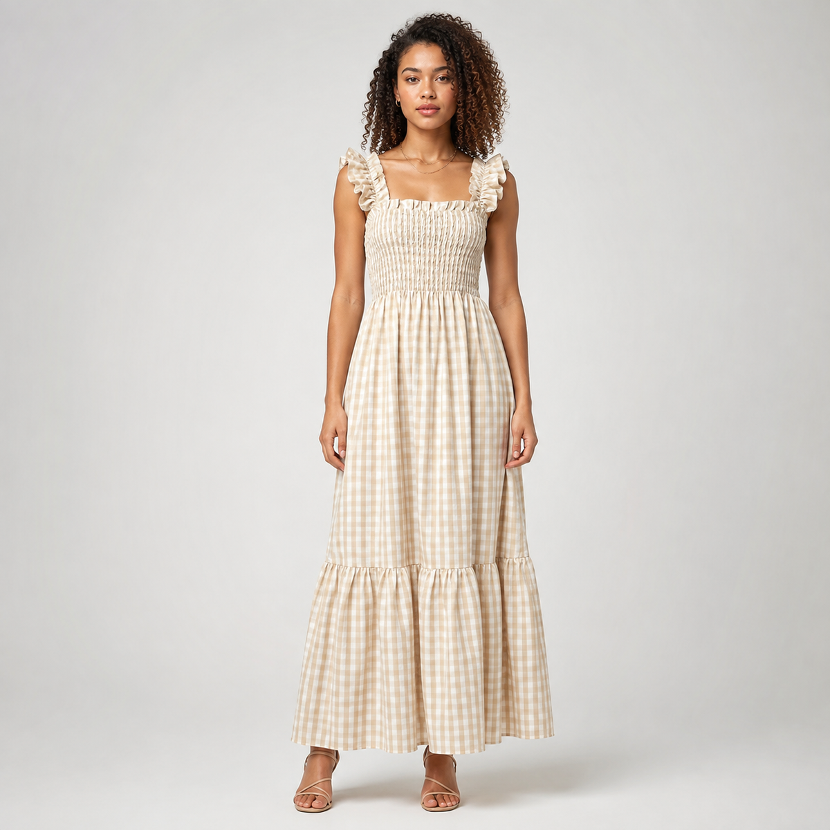 Billie | Plaid Spaghetti Strap Camisole Maxi Dress