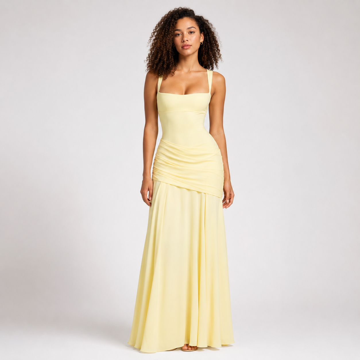 Hazel | Square Neck Backless Maxi Dress