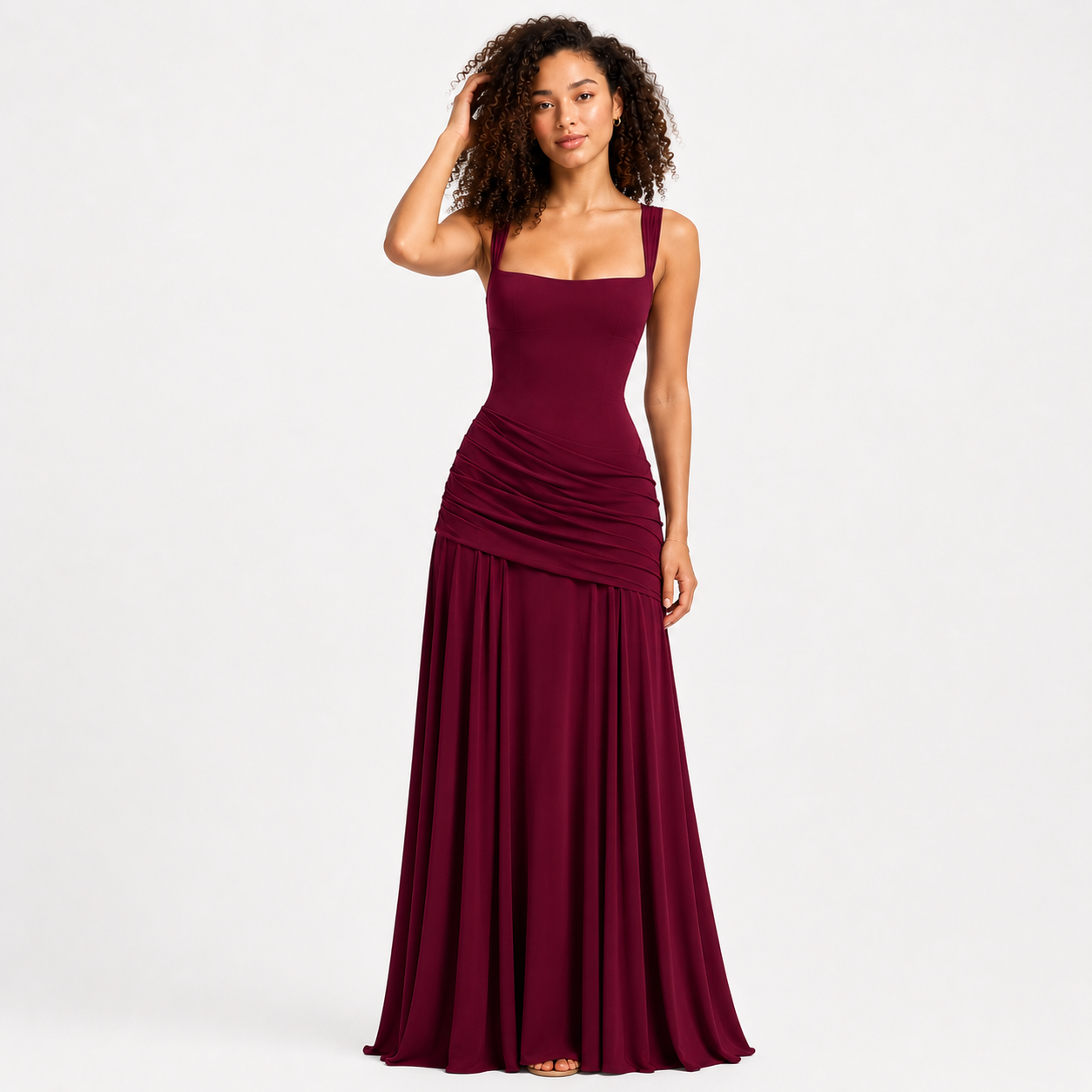 Hazel | Square Neck Backless Maxi Dress