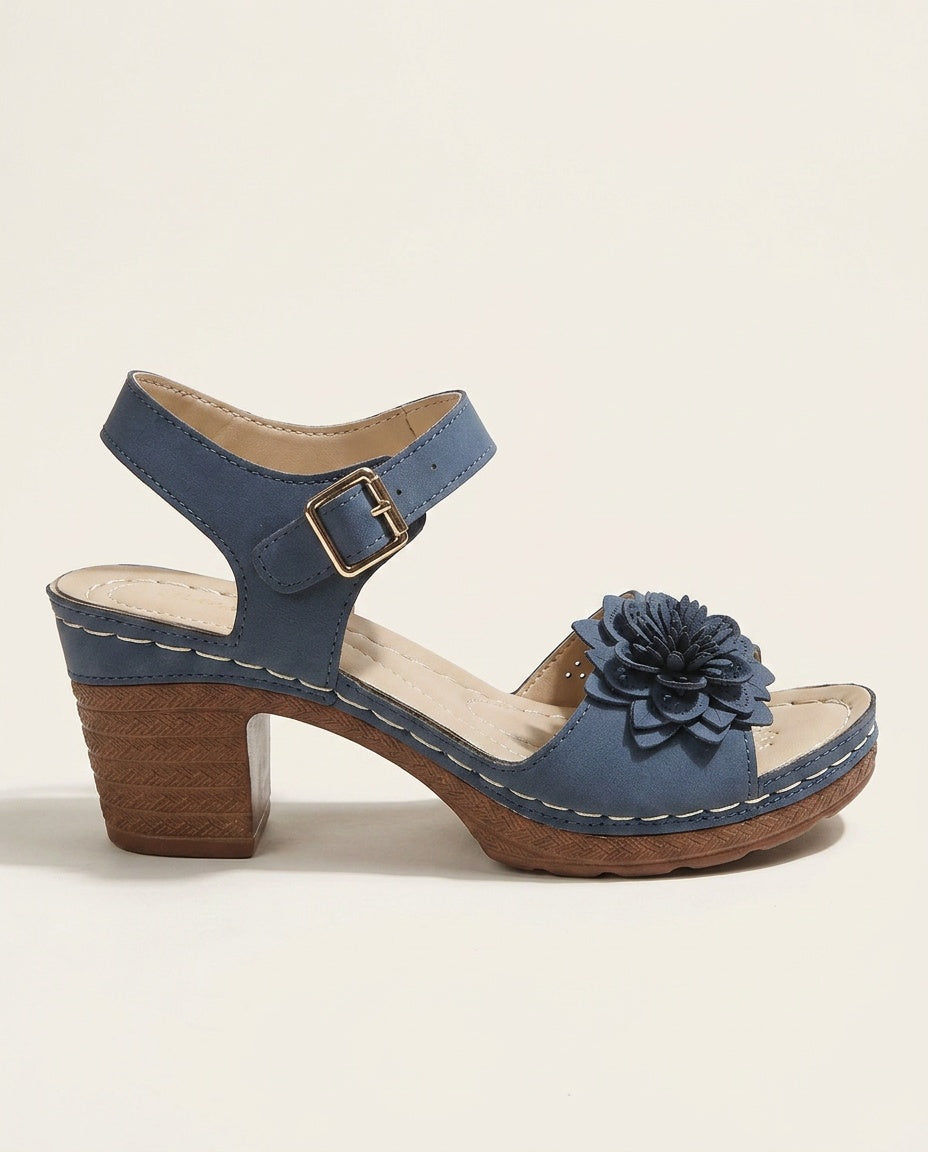 Imogen | Floral Embellished Block Heel Sandals