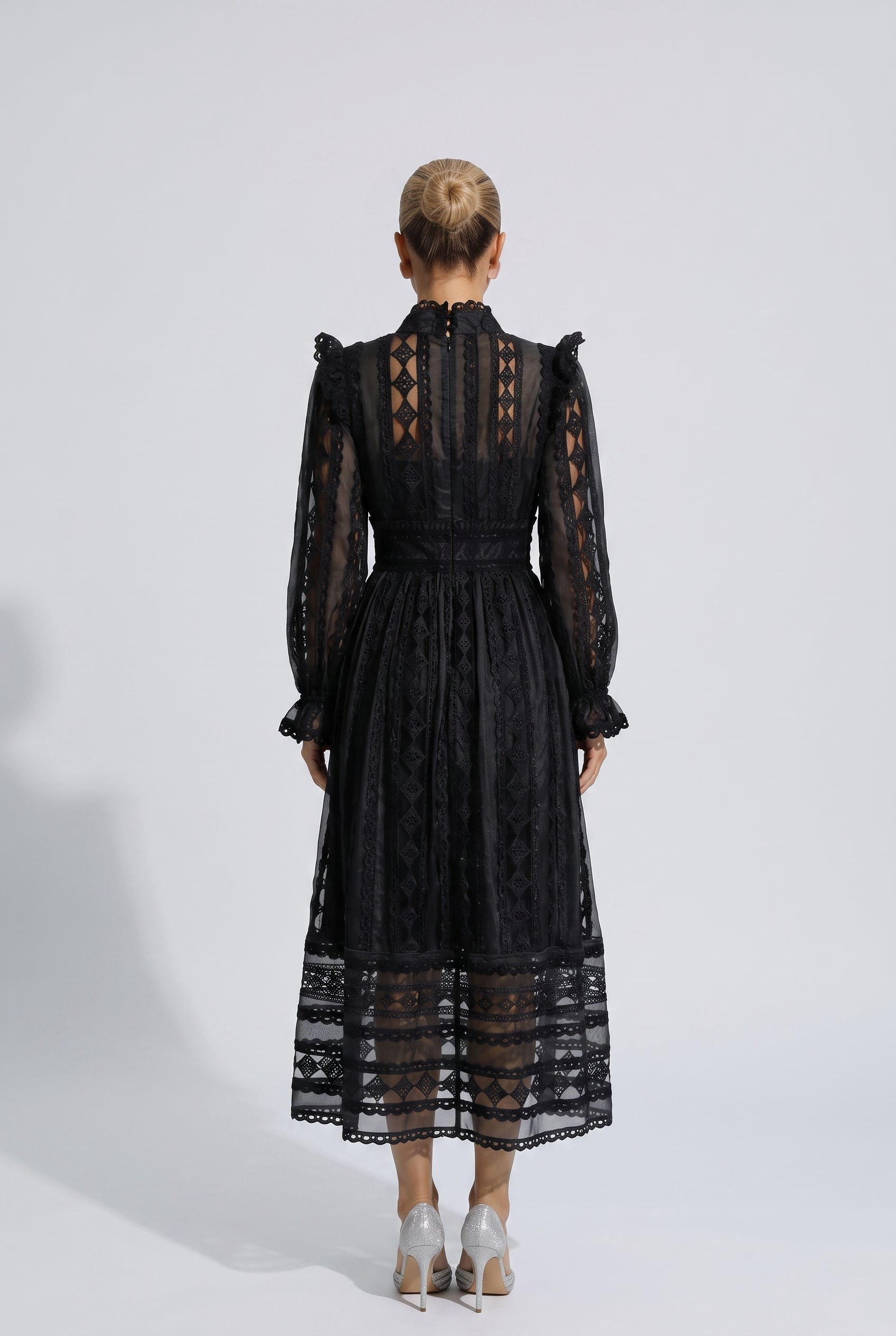 Mira | Long Sleeve Lace Midi Dress