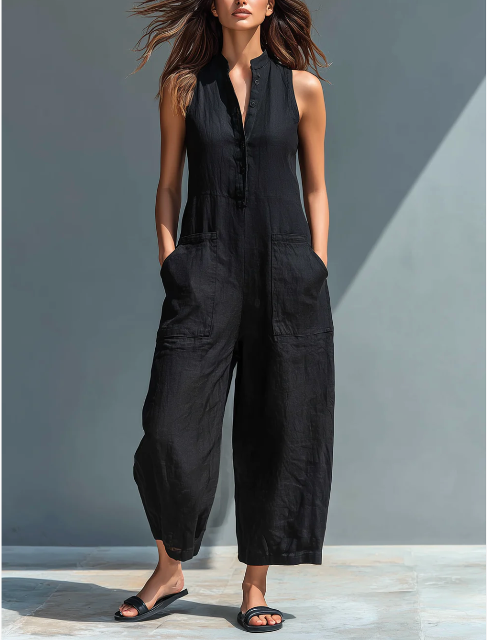 Reese | Sleeveless Linen-Blend Jumpsuit