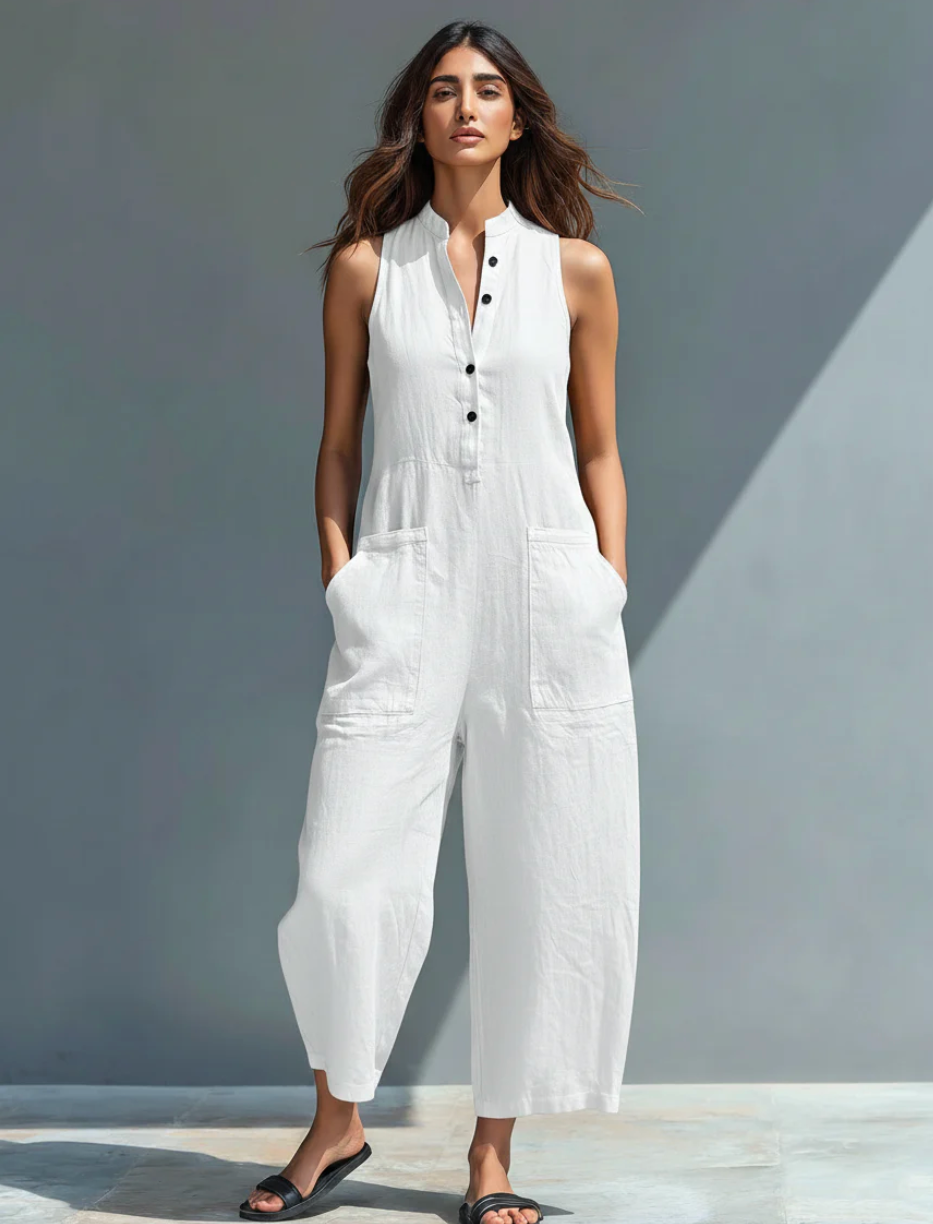 Reese | Sleeveless Linen-Blend Jumpsuit