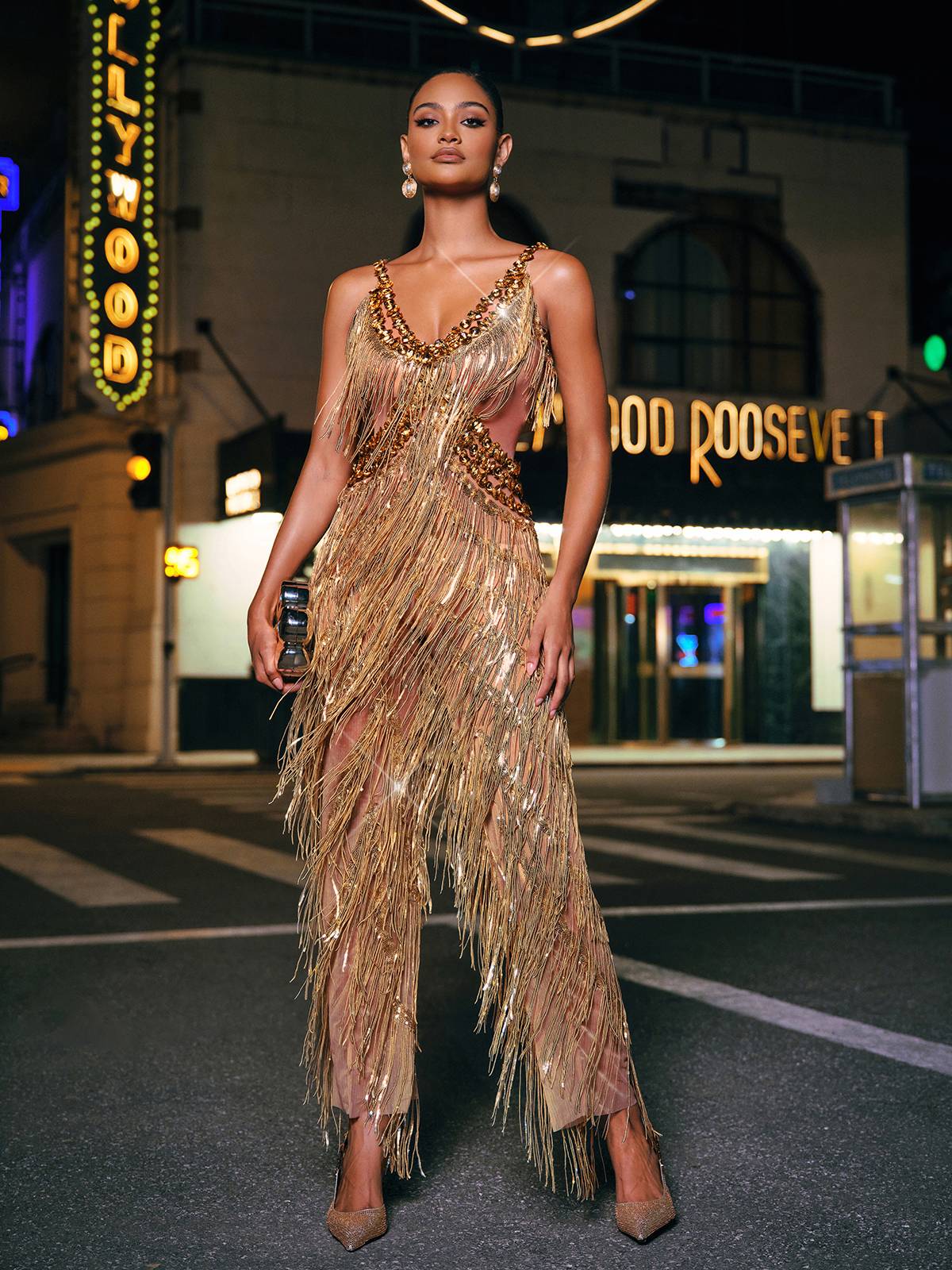Emerson | V-Neck Rhinestone Fringe Jumpsuit